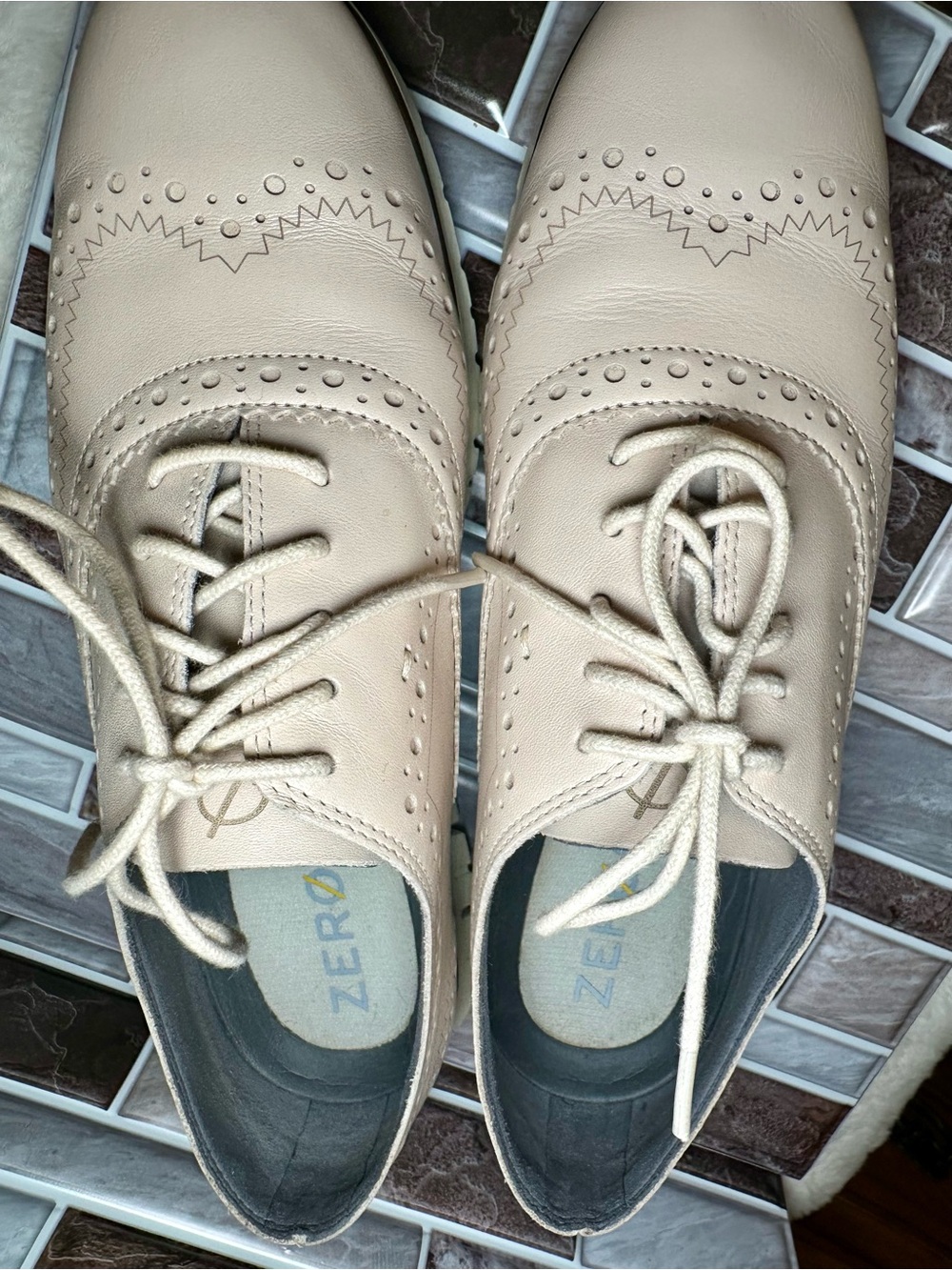 Cole Haan Zerogrand Wingtip Oxford Shoes Women’s 8B Brazilian Sand Beige Leather - Picture 7 of 9